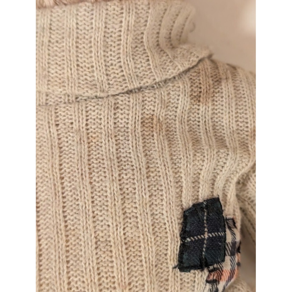 Old Friend Plush Teddy Bear Beige 15" Stuffed Animal Knit Sweater Stained - Picture 4 of 6